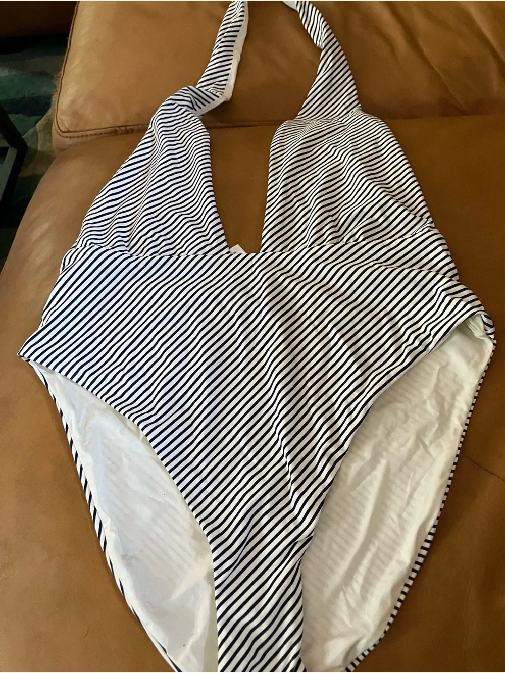 WeWoreWhat Navy & White Striped Halter Top - Picture 2 of 6